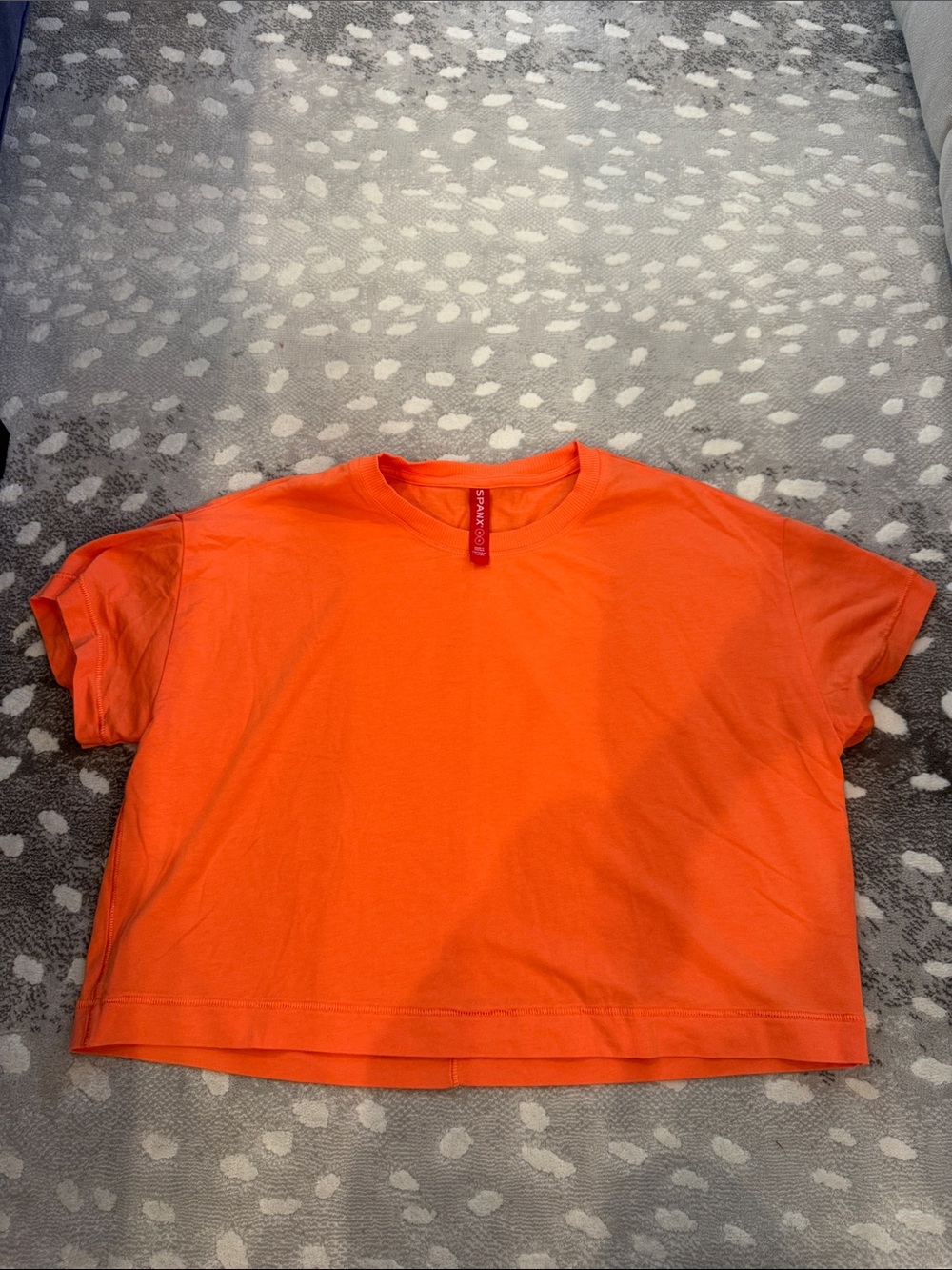 SPANX Bright Orange Cropped Crewneck Tee